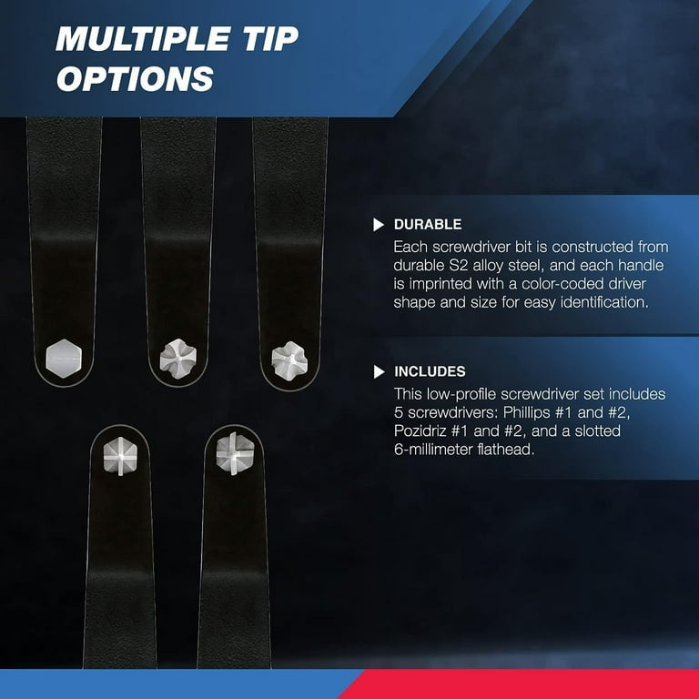 NEIKO 5-Piece Ultra Low Profile Offset Screwdriver Set | S2 NEIKO 5-Piece Ultra Low Profile Offset Screwdriver Set | S2