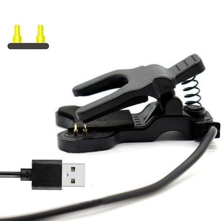 Smart Watch Charger, Charges Smart Watches and Bracelets, 2 Pin 4mm Metal Probes for Stable Connection, 23cm USB Cable, Works with Power Banks, Laptops and Wall Chargers