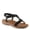 BLACK, variant on Women's SHIKOBA Slip-On T-Strap Sandals - Jeweled Floral Design, Satin Rope Material, Comfortable Sporty Outsole
