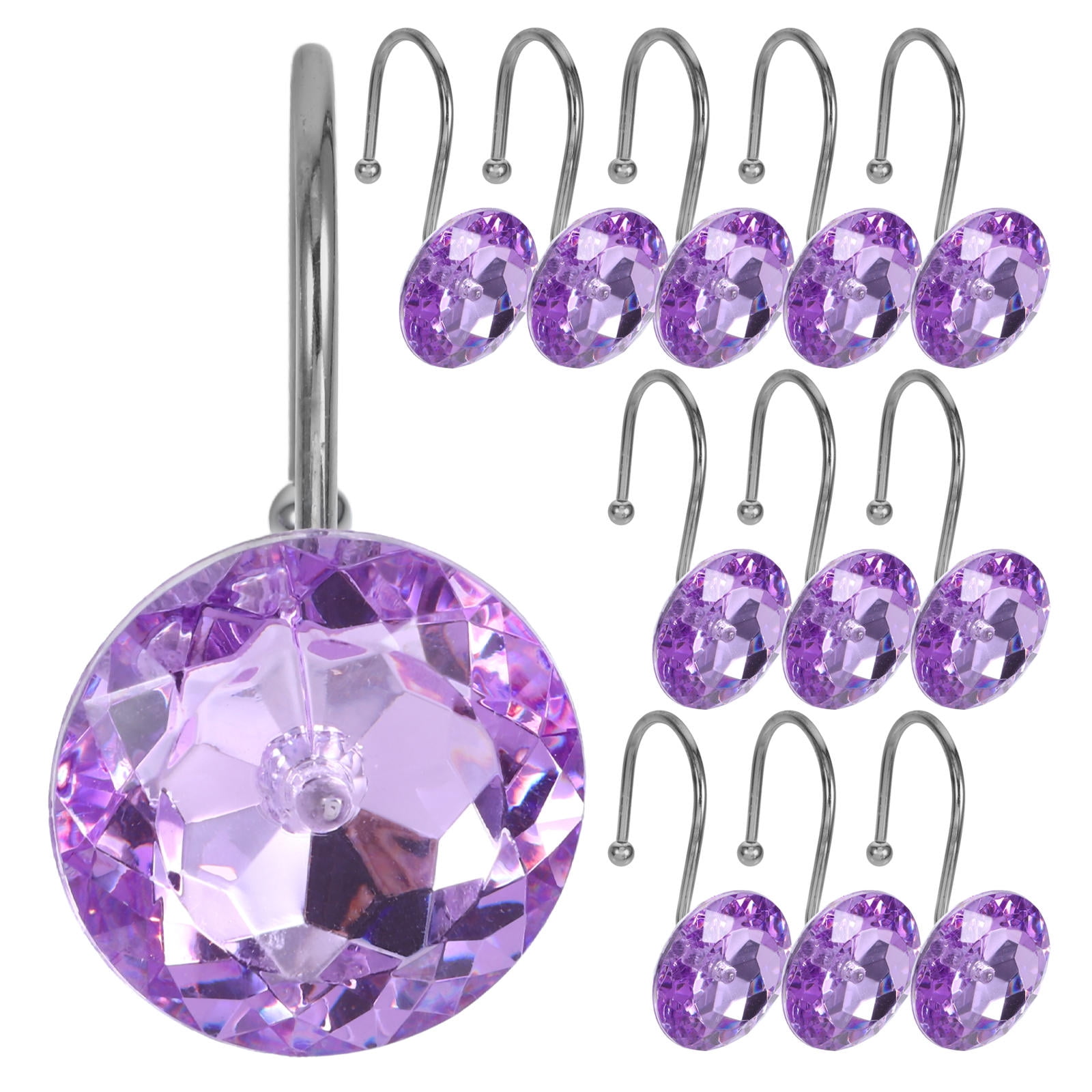 OUNONA 12 Pcs Bathroom Curtain Hooks Shower Curtain Hook 6.50X5.50X3.50CM Purple