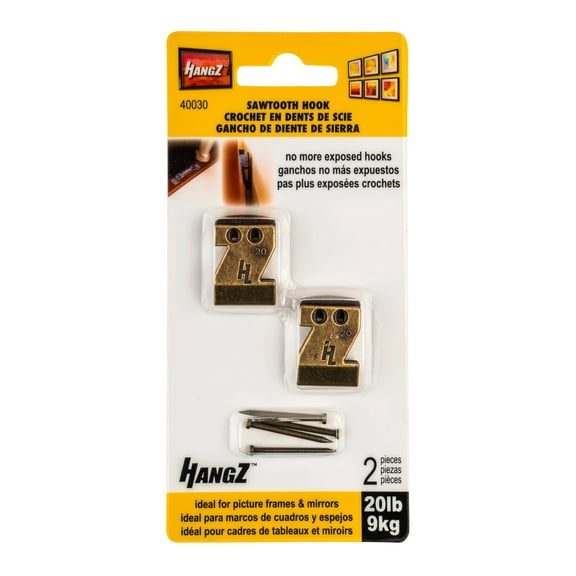 HangZ 40030 20lb Sawtooth Hooks (2-Pack)