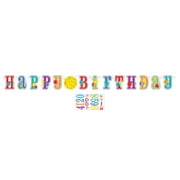 Way to Celebrate! Customizable Multi-Color Happy Birthday Party Banner, 7 ft, 1ct