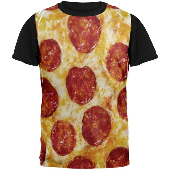 Pepperoni Pizza Costume Adult Black Back T-Shirt - X-Large