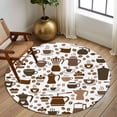 thumbnail image 2 of Round Area Rugs Collection 8 Ft, Coffee Beans Non-Slip Residential Carpet, Funny Cartoon Brown Cake Hot Chocolate Cup Indoor Crawling Mats Runner Rugs for Living Room/Dining Room/Bedroom, 2 of 8