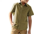 thumbnail image 5 of Short Sleeve Solid Color Boys Casual Button Blouse Kids Children Lapel Cotton Tops with Pocket for 5-14 Years, 5 of 7