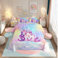 thumbnail image 2 of Erosebridal Cute Unicorn Bedding Queen Comforter Set, Initial Printed M Down Comforter, Rainbow Galaxy Bedding Sets Queen With Comforter, Microfiber Bedroom Decorative,3 Pieces Reversible, 2 of 6