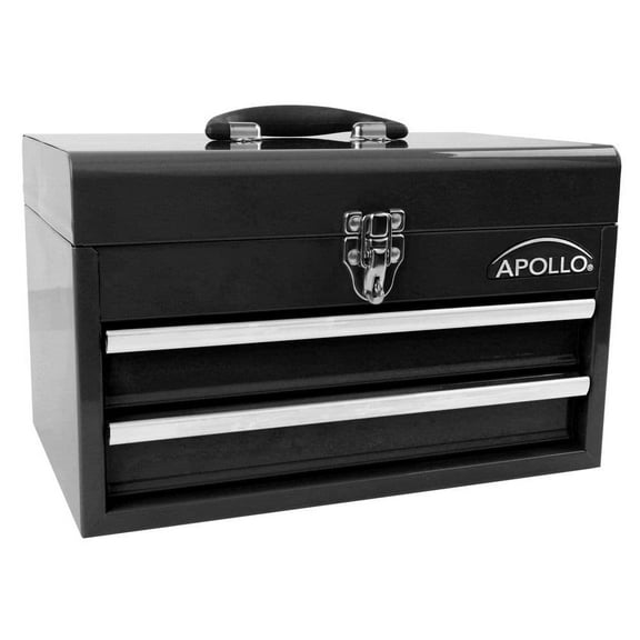 14 in. Black 2-Drawer Portable Tool Box