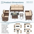 thumbnail image 7 of ELPOSUN Patio Furniture 9 Pieces Wicker Outdoor Sectional Sofa Sets, Rattan Conversation Set with Fire Pit Table, Swivel Chairs for Backyard, Pool, Beige/Navy Blue/Grey（Include Waterproof Covers ）, 7 of 7
