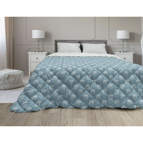 Abstract Down Alternative Comforter, Continuous Modern Swirl Ornamental Halftone Background Engraving Like, Microfiber Quilt for All Season, 5 Sizes, Charcoal Grey and White, by Ambesonne