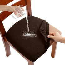 4 Pack Coffee Waterproof Seat Covers for Dining Chairs,Removable Washable Anti-Dust Kitchen Chair Slipcovers,Stretch Upholstered Office Chair Seat Cushion Slipcovers Protectors