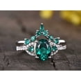 thumbnail image 2 of HeartsAndYou 2ct Natural Green Emerald & Diamond Curved Bridal Set Ring 14k SOLID White Gold, 2 of 9