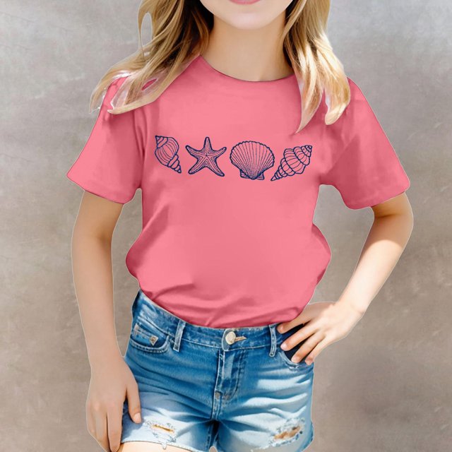 Hauts pour Filles Chemise Décontractée à Manches Courtes Imprimée pour Filles - Tenue Décontractée Élégante et Confortable