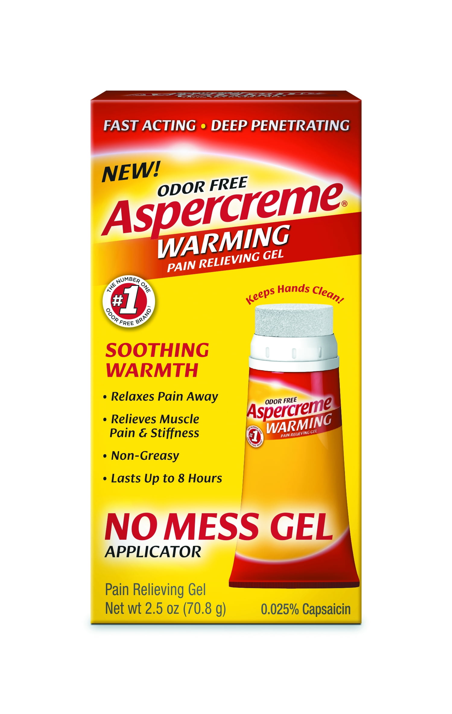 Aspercreme Warming Pain Relieving NoMess Gel 2.5oz