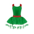 thumbnail image 3 of JanJean Kids Girls Christmas Princess Dress Cami Dress Faux Fur Adorned Dance Leotard Sequins Figure Green 12, 3 of 7