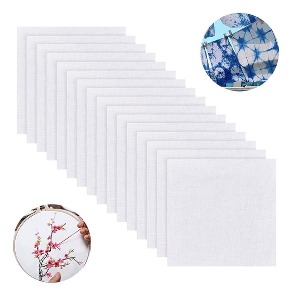 50 Pcs 100% Cotton Fabric White Precut Square Fabrics 5.98x5.94 Inch Embroidery Stitch Cloth Cotton Aida Fabric DIY