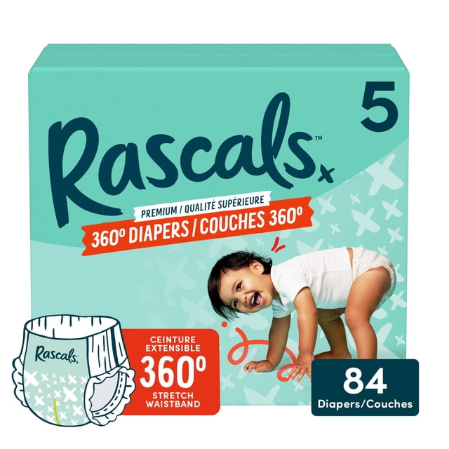 Couches Rascals Premium 360, Taille 5, 84 unités