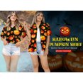 thumbnail image 6 of HAPPY BAY Women's Beach Hawaiian Blouse Shirt Spooky Pumpkin Print Tops Short Sleeve Button Down Holiday Party Halloween Costumes Shirts for Women S Scary Pumpkins Orange, 6 of 6