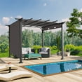 thumbnail image 4 of Ktaxon 10' x 10' Pergola Metal Dark 6 Beams Adjustable Shade Fabric Curved Top Folding Shed Gray, 4 of 6