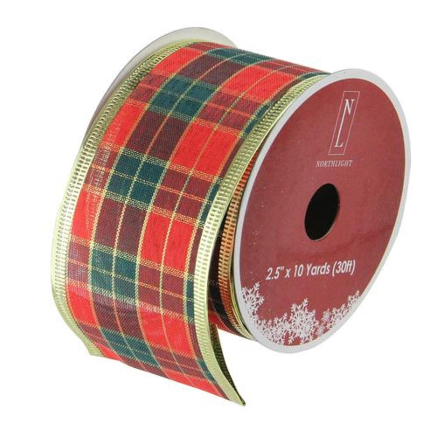 Green and Red Stripe Wired Xmas Craft Ribbon