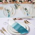 thumbnail image 2 of Turquoise White Ombre Cloth Napkins, Modern Country Abstract Stripes Washable and Reusable Dinner Napkins Set of 6, Table Napkin for Kitchen Party Birthday Wedding Hotel Housewarming 20"x20", 2 of 8