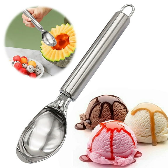 Teissuly Large Ice Cream Scoop Watermelon Scoop 7.6-Inch Non-Stick Metal Ice Cream Scoop Watermelon Scoop Stainless Steel Design