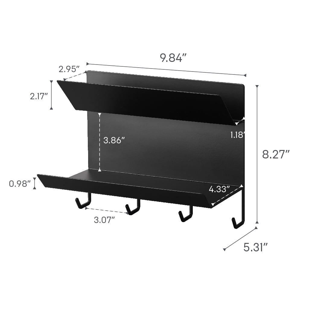 Yamazaki Home Magnetic Entryway Rack, Black, Steel, Magnetic