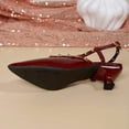 thumbnail image 3 of Xucatan Women's Pointed Toe Mules, Patent Leather Low Heel Slingback Pumps with Rivets, Open Back Dressy Sandals, Versatile Spring Summer Office Footwear Gift, 3 of 9