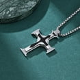 thumbnail image 4 of Metaljc Stainless Steel Cross Pendant Necklace for Men, 24" Chain, Religious Jewelry Gift Set, 4 of 7