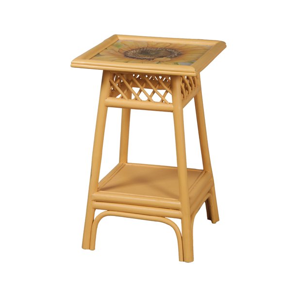 Guildmaster 714043 16" Wide Hand Painted Rattan Accent Table Yellow
