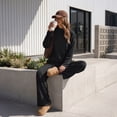 thumbnail image 5 of SUNBS Women's Long Sleeve Lounge Sets Mock Neck Two Piece Sets for Women Wide Leg Pants Outfits Tracksuit Sweatsuits Set, 5 of 9