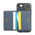 thumbnail image 3 of for iPhone 7 / iPhone 8 / iPhone SE 2022 & 2020 Wallet Case with Card Slots, Hand Wrist Strap Rotate Ring Design, Finger Grip Ring PU Leather Magnetic Button Shockproof Purse Phone Cover, Blue, 3 of 6