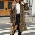 thumbnail image 4 of Jsaierl Leopard Printed Trench Coats for Women Luxury Faux Fur Fluffy Winter Cardigan Business Casual Long Sleeve Jackets, 4 of 7