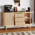 thumbnail image 4 of Craftian Fluted Sideboard with Drawers, Modern Buffet Cabinet with Storage & Adjustable Shelves, Oak, 4 of 10