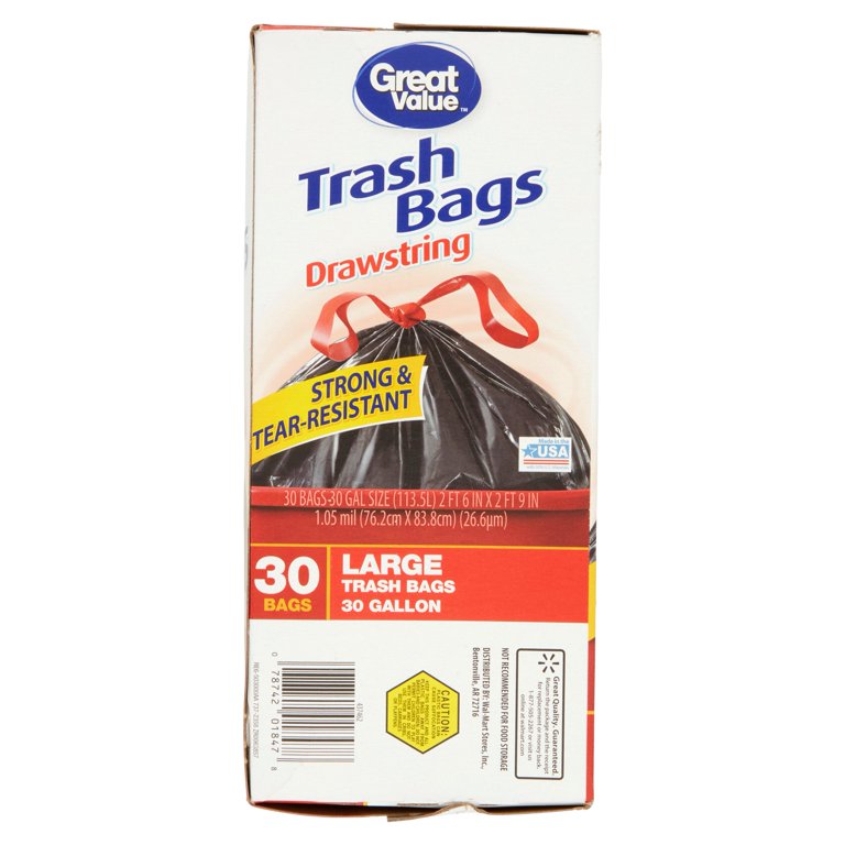 Value Collection - Trash Bags: 30 gal, 1.5 mil, 250 Pack