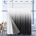 thumbnail image 2 of Ikfashoni No Hook Shower Curtain with Snap in Liner, Black Ombre Hookless Waterproof Bath Curtain, 71"X74", 2 of 9