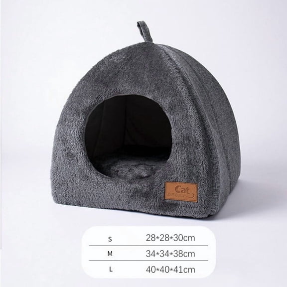 New Triangular Enclosed Cat House - Warm Plush Pet Bed for Deep Sleep, Cozy Shelter for Cats and Small Dogs