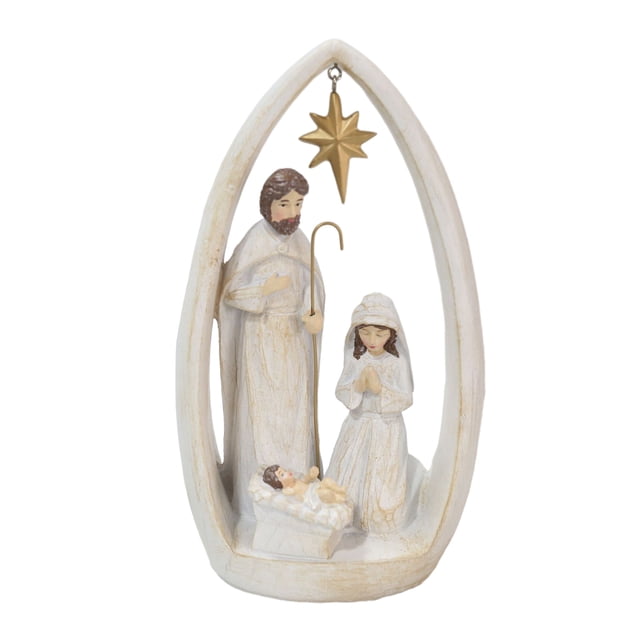 Figura de la Natividad de resina, adorno de la Sagrada Familia, estatua de María, José y el Niño Jesús, centro de mesa navideño religioso, regalo para cristianos