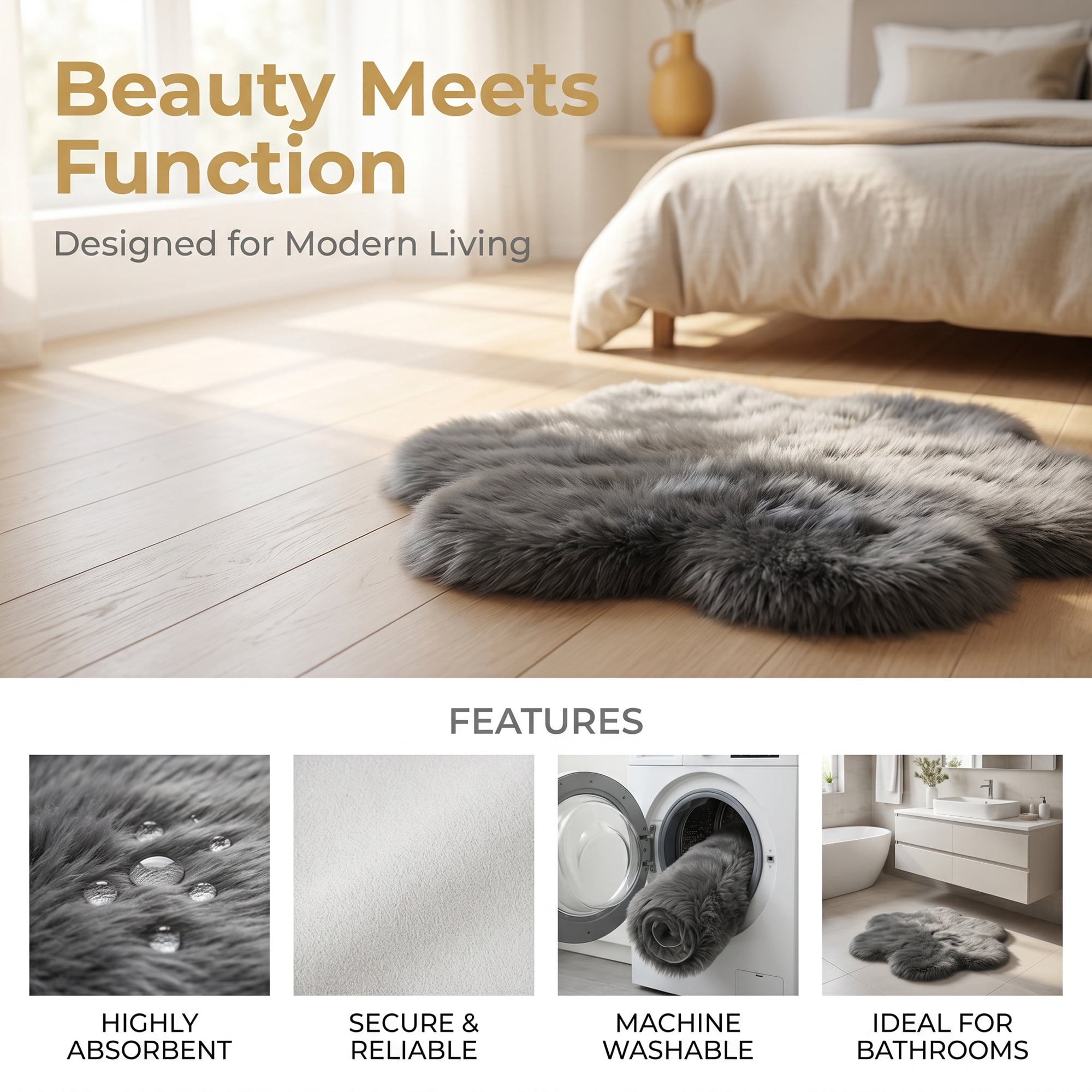 Unique Bargains Shaggy Flower Area Rug Fluffy Non-Slip Fuzzy Carpet 20" x 20" Dark Gray