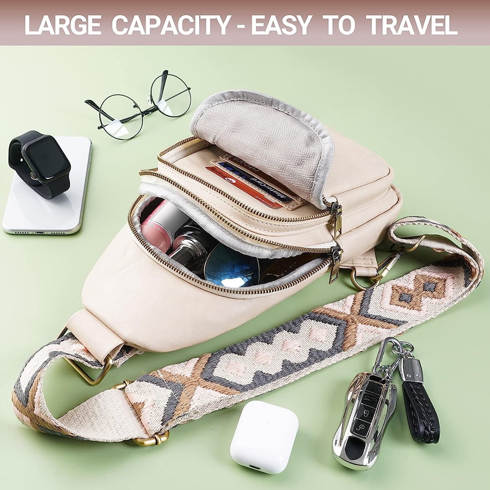 Small Sling Bag For Women Vegan Leather Crossbody Chest Bags Trendy, 1-2brown