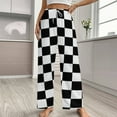 thumbnail image 2 of Small Black White Check Motorsport Race Flag Checkered Pajama Pants Breathable with Pockets Pajamas For Lady Vintage Sleeping Pants Bedroom Homewear, 2 of 6