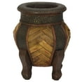 thumbnail image 2 of Nearly Natural 2pc Decorative Round Wood Planter Set, 2 of 3