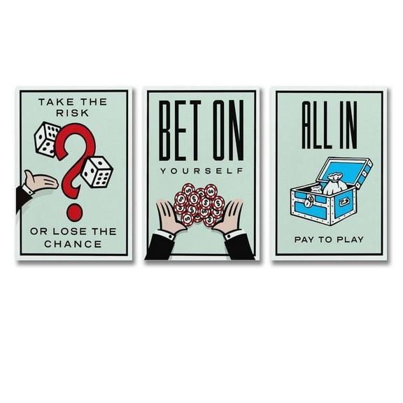 3 Panel Alec-Monopolys Take The Risk BET ON All In Painting On Canvas Wall Art Poster Scroll Picture Print Living Room Walls Decor Home Posters 12x18inch(30x45cm)