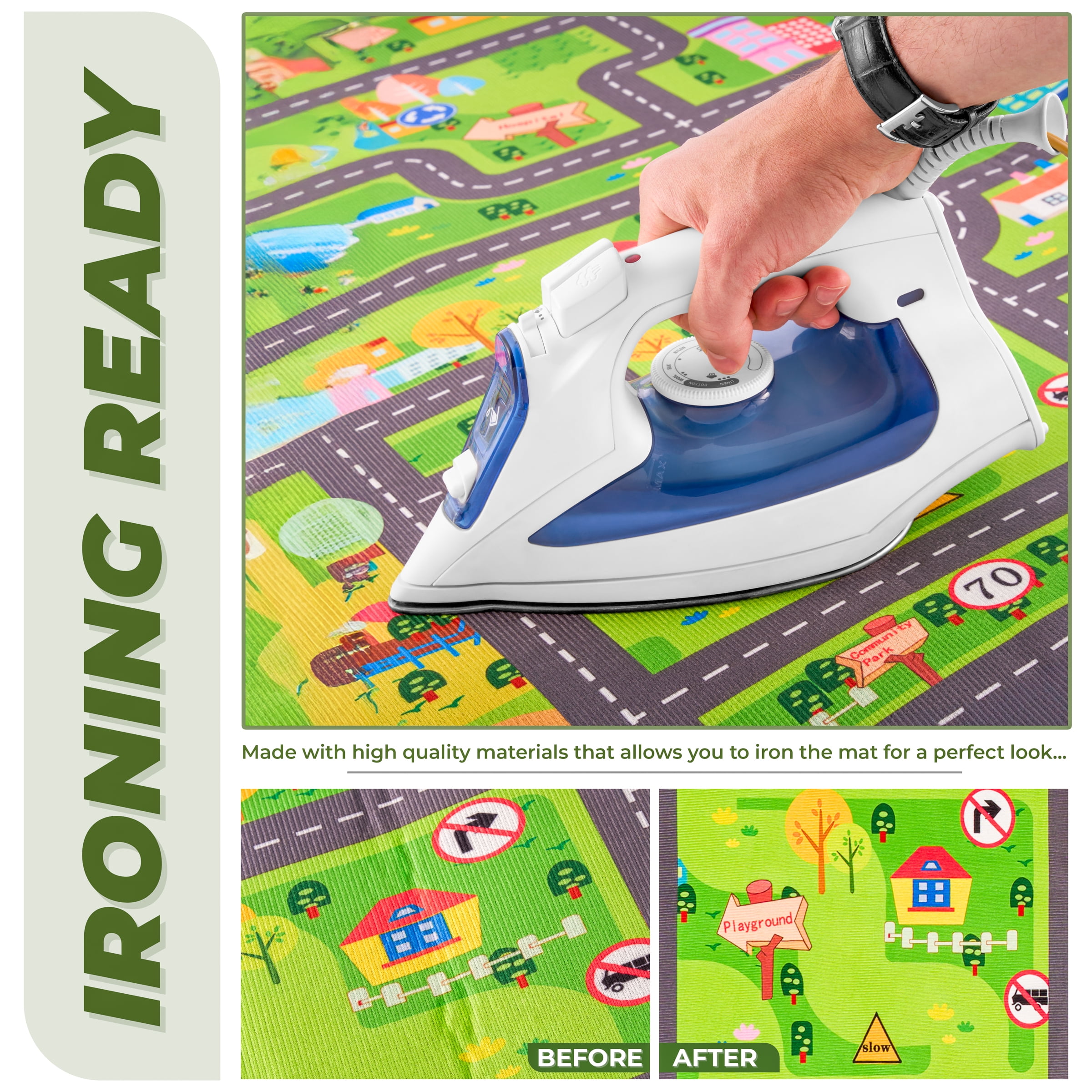 Sorbus Kids Car Play Mat - Large 32" x 60" Washable Roadway Floor Rug for Imaginative Play
