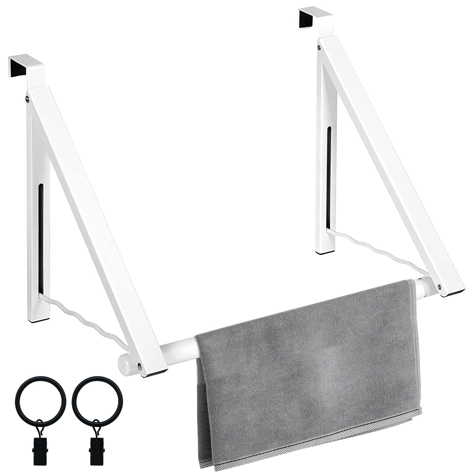 ZYNERY Séchoir Mural, Corde à Linge de Porte Sans Perçage Extensible Pliable, Corde à Linge Murale Trois Côtés Disponible