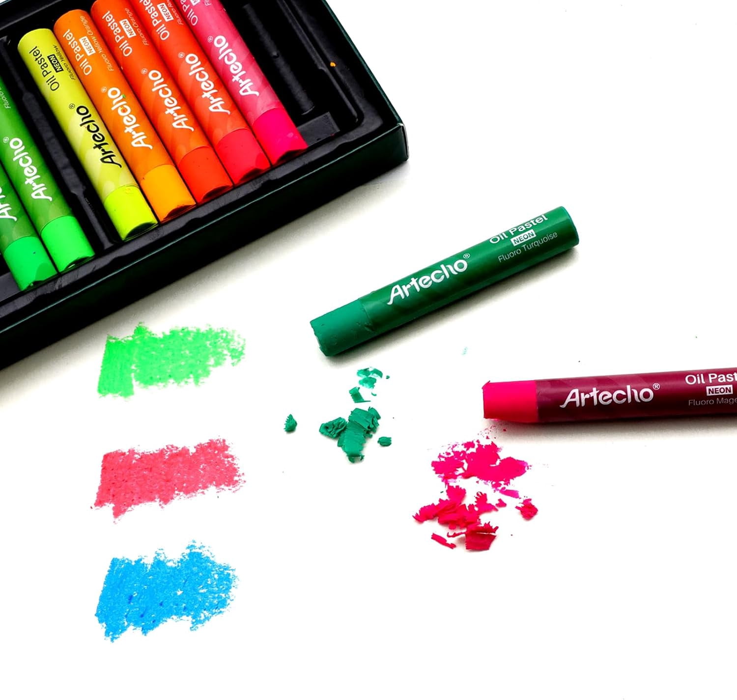 Neon Oil Pastels Set of 12 Colors, Soft Oil Pastels for Art Painting, Drawing, Blending (10 x 70 mm)