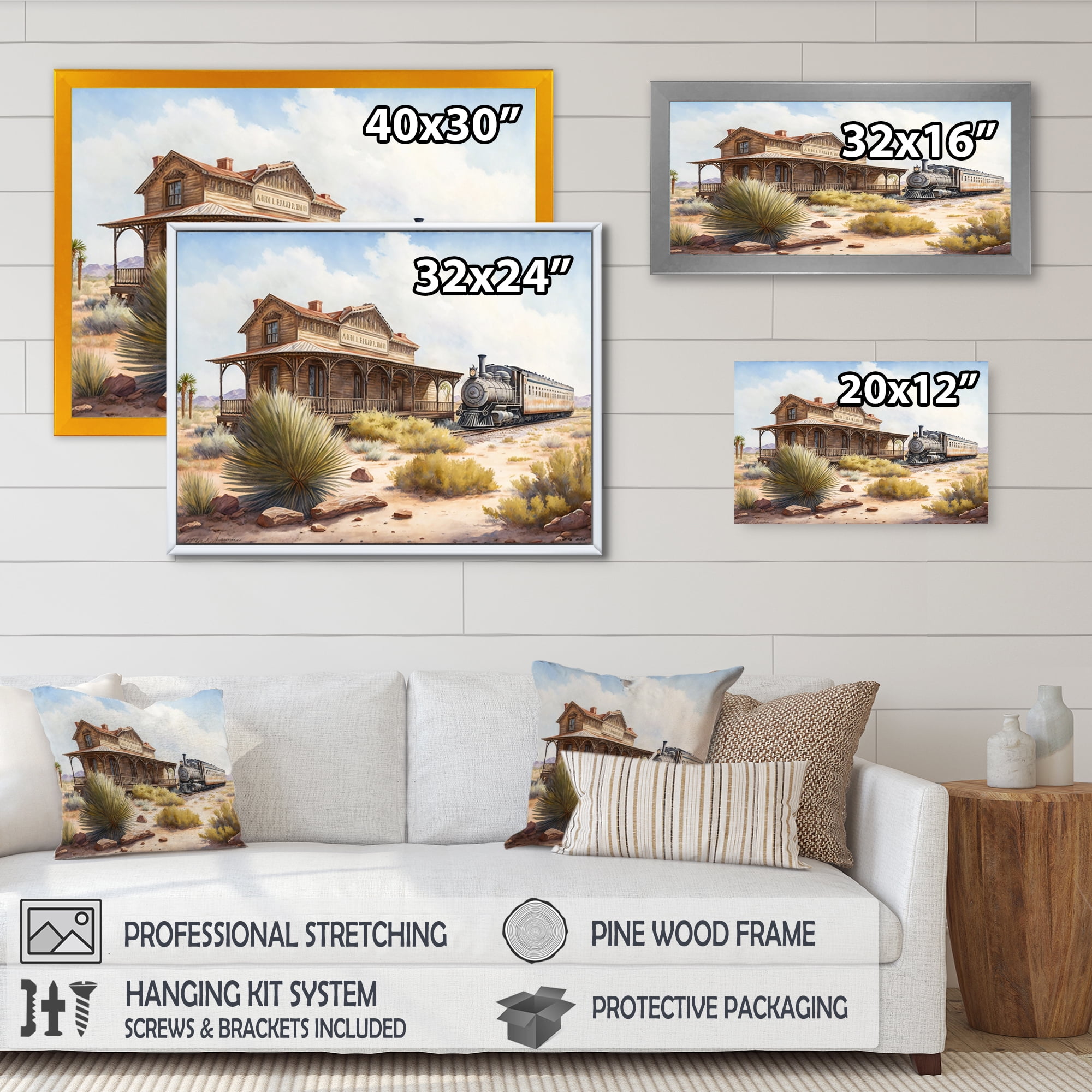 Designart Wild West Train Station II Canvas Wall Art