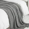 thumbnail image 4 of Navy Throw Blanket Textured Solid Soft Sofa Couch Decorative Knitted Blanket, 60" x 80" Navy, 4 of 5