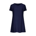thumbnail image 4 of Mingw Womens Short Sleeve Mini Dress Summer Babydoll T Shirt Skirts for Women Classic Fit Timeless Sundress Tiered Pleated Swing Flowy Loose Beach Casual Smocked ,3XL,Navy, 4 of 6