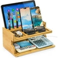 thumbnail image 2 of PYYAN-Nightstand Organizer for Men, Luxury Bamboo Phone Docking Station for Dad Husband, Charging Organizer Cell Phone Stand Tablet Stand for Boyfriend Graduation Office Father's Day, 2 of 4