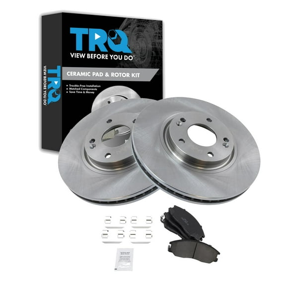 TRQ Front Brake Pad & Rotor Kit Brake Pads Brake Rotor Ceramic Fits Select 2003 Hyundai XG350